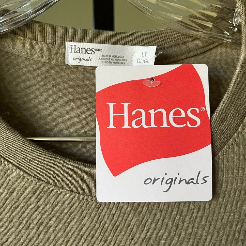 HANES LARGE TALL T SHIRT GREEN NWT - Picture 2 of 5